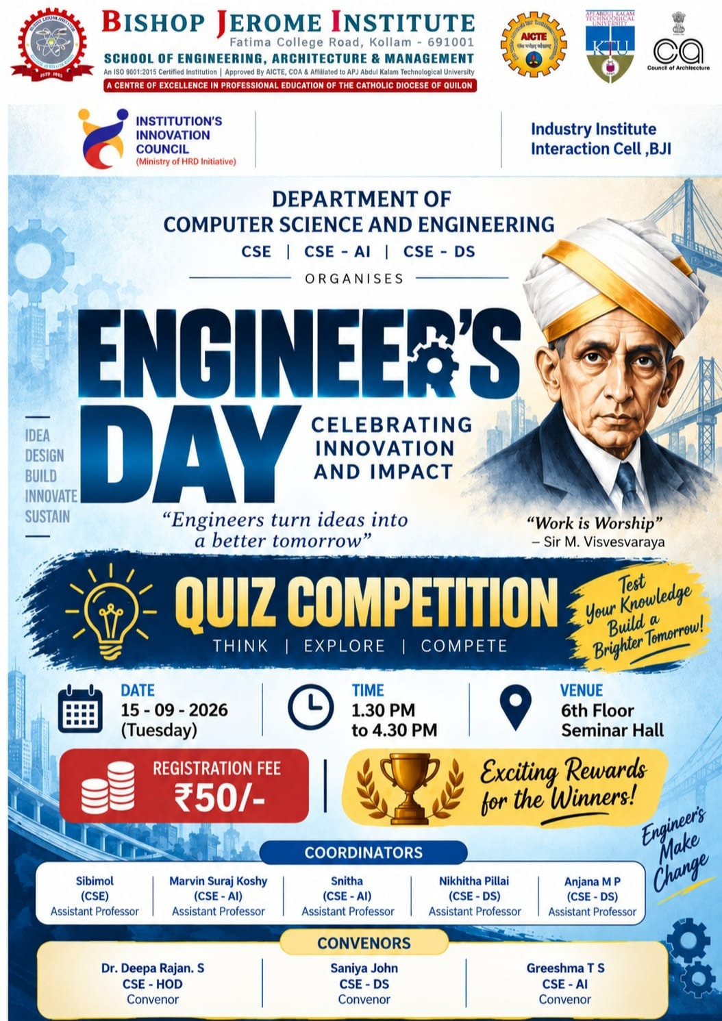 Celebrating Innovation and Impact: Department of CSE Hosts Engineer's Day Quiz Competition